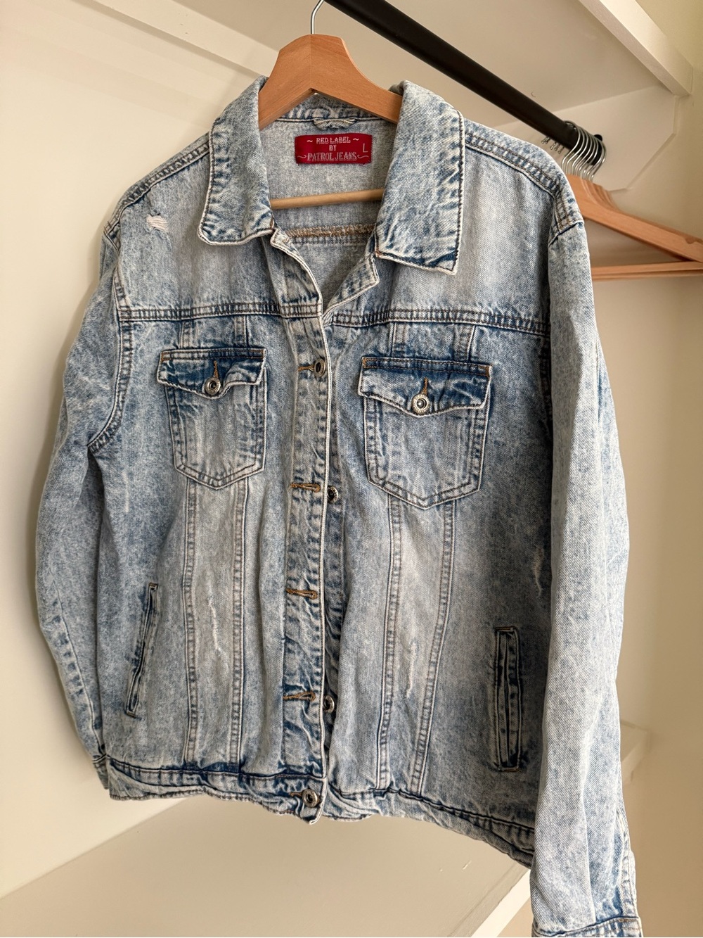 Light Acid Wash Denim Jacket - Women's Oversized Jean Jacket